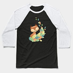 Fox with Leaf Tail Baseball T-Shirt